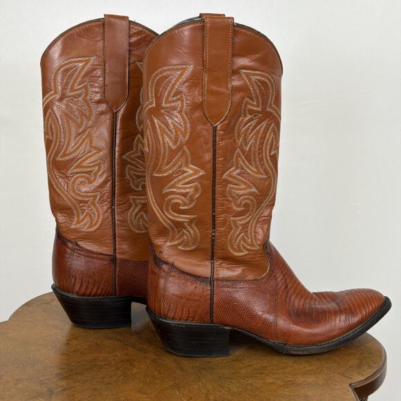 Amazonas Brown Snakeskin Print Leather Western Boots Wide EE Men\'s 8 Brazil main image 10